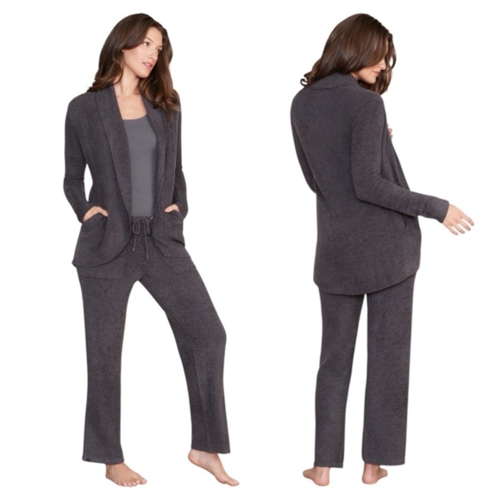 Barefoot‎ Dreams CozyChic Lite Circle Cardi Carbon Sz XS Soft Knit Pockets Cozy